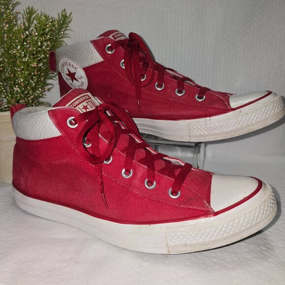 CONVERSE CTAS PUFF MID TOP CANVAS ALL STAR SNEAKERS RED MENS SIZE 10.5 GUC - Picture 6 of 12
